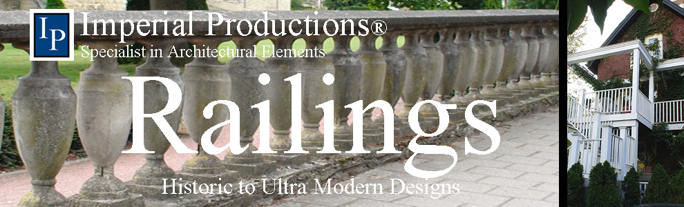 Imperial Railings Balusters, Newel Posts, modern to classical villa styles, radius railings and roman lattice